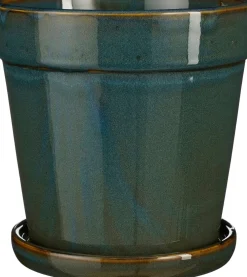 Mica Decorations bloempot met schotel Clint groen D 17 H 16,5 cm