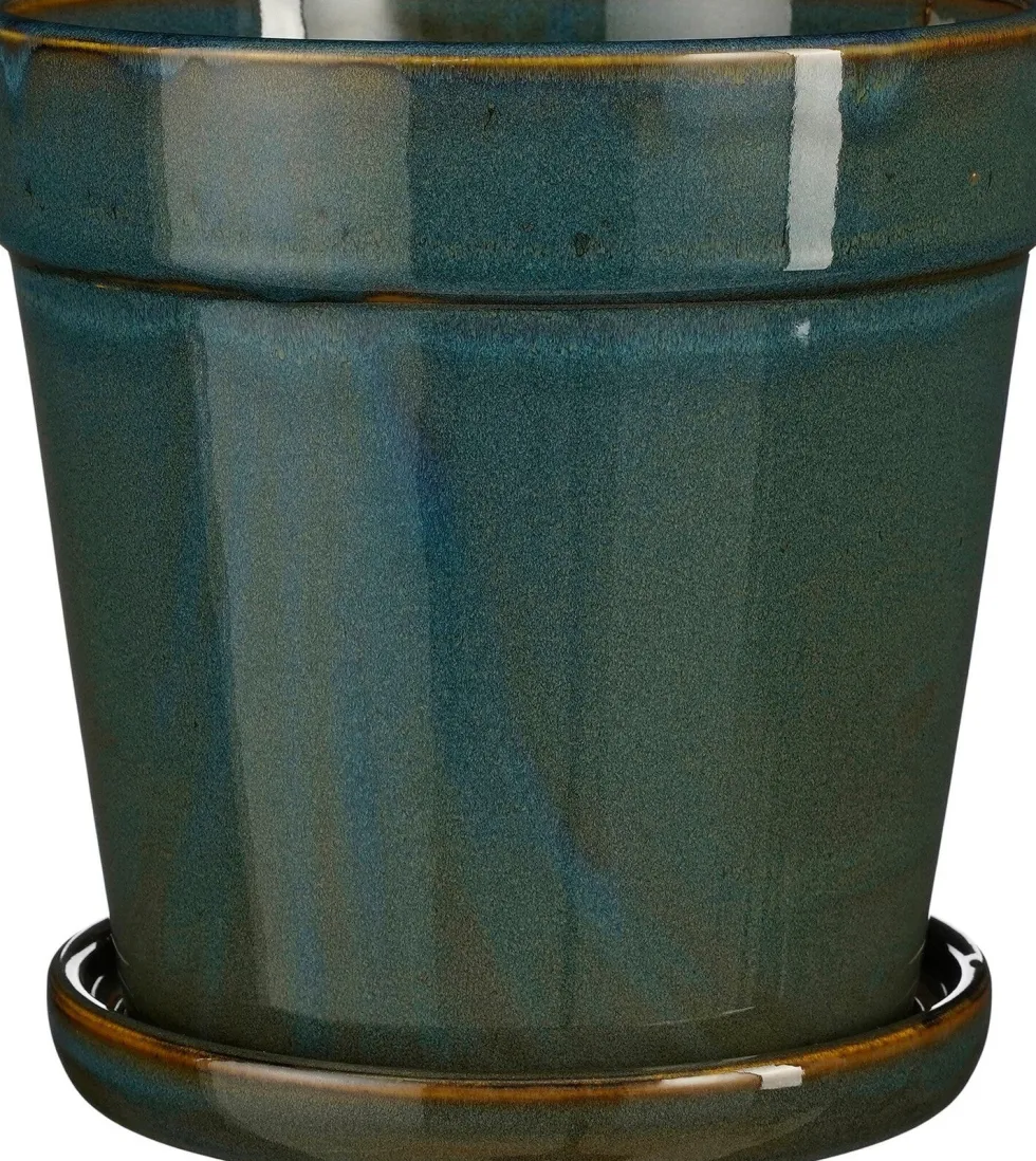 Mica Decorations bloempot met schotel Clint groen D 17 H 16,5 cm