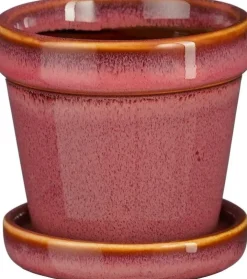 Mica Decorations bloempot met schotel Clint roze D 7,5 H 7,5 cm