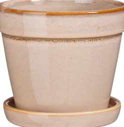 Mica Decorations bloempot met schotel Clint roze D 15 H 13 cm