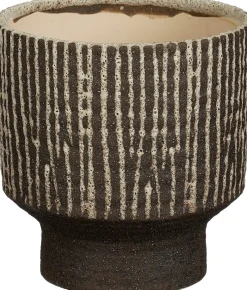 Mica Decorations bloempot op voet Aruna bruin D 14,5 H 15 cm