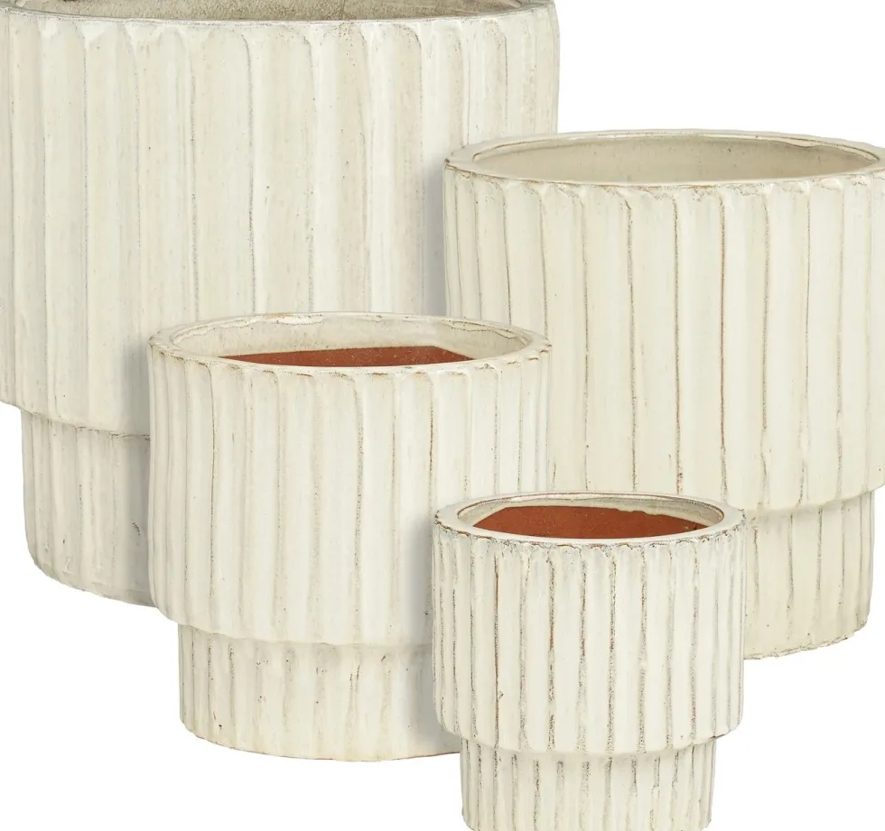 Mica Decorations bloempot op voet Sorrento crème D 36 H 35,5 cm