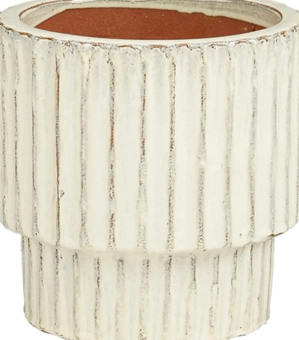 Mica Decorations bloempot op voet Sorrento crème D 23 H 22,5 cm
