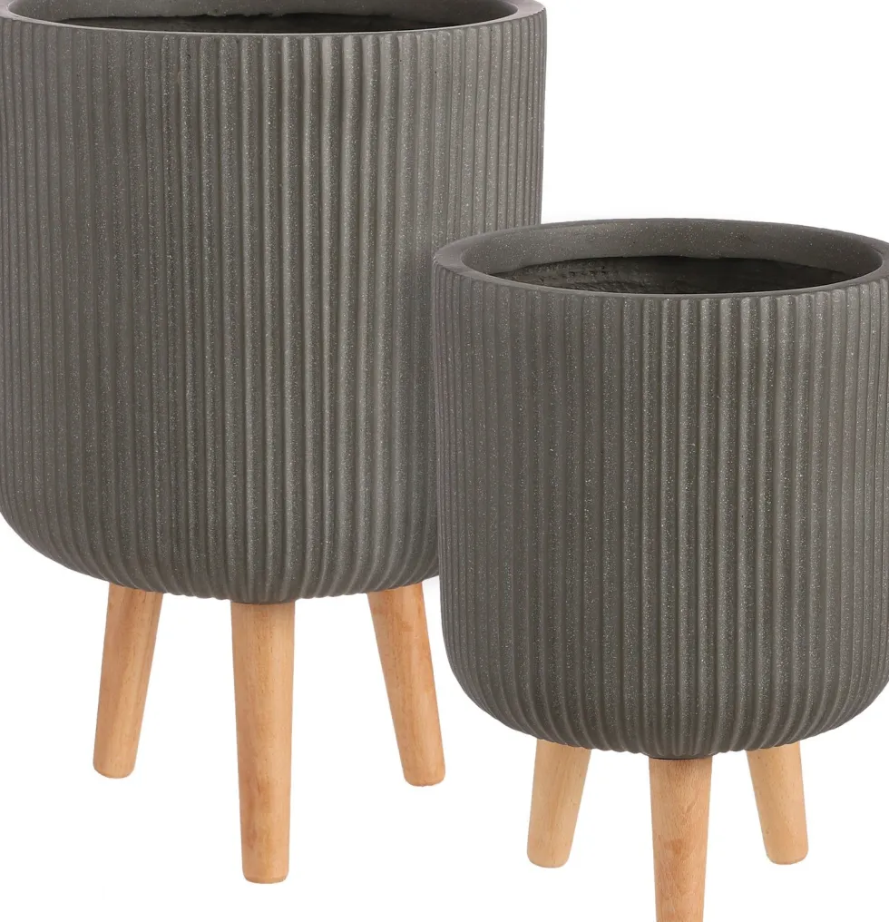 Mica Decorations bloempot op poten Nuovo bruin D 24 H 35 cm