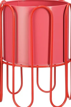 Mica Decorations bloempot op standaard Dione rood / roze D 25,5 H 35 cm