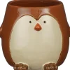 Mica Decorations bloempot Pinguin bruin 14,5 x 13 x 11,5 cm