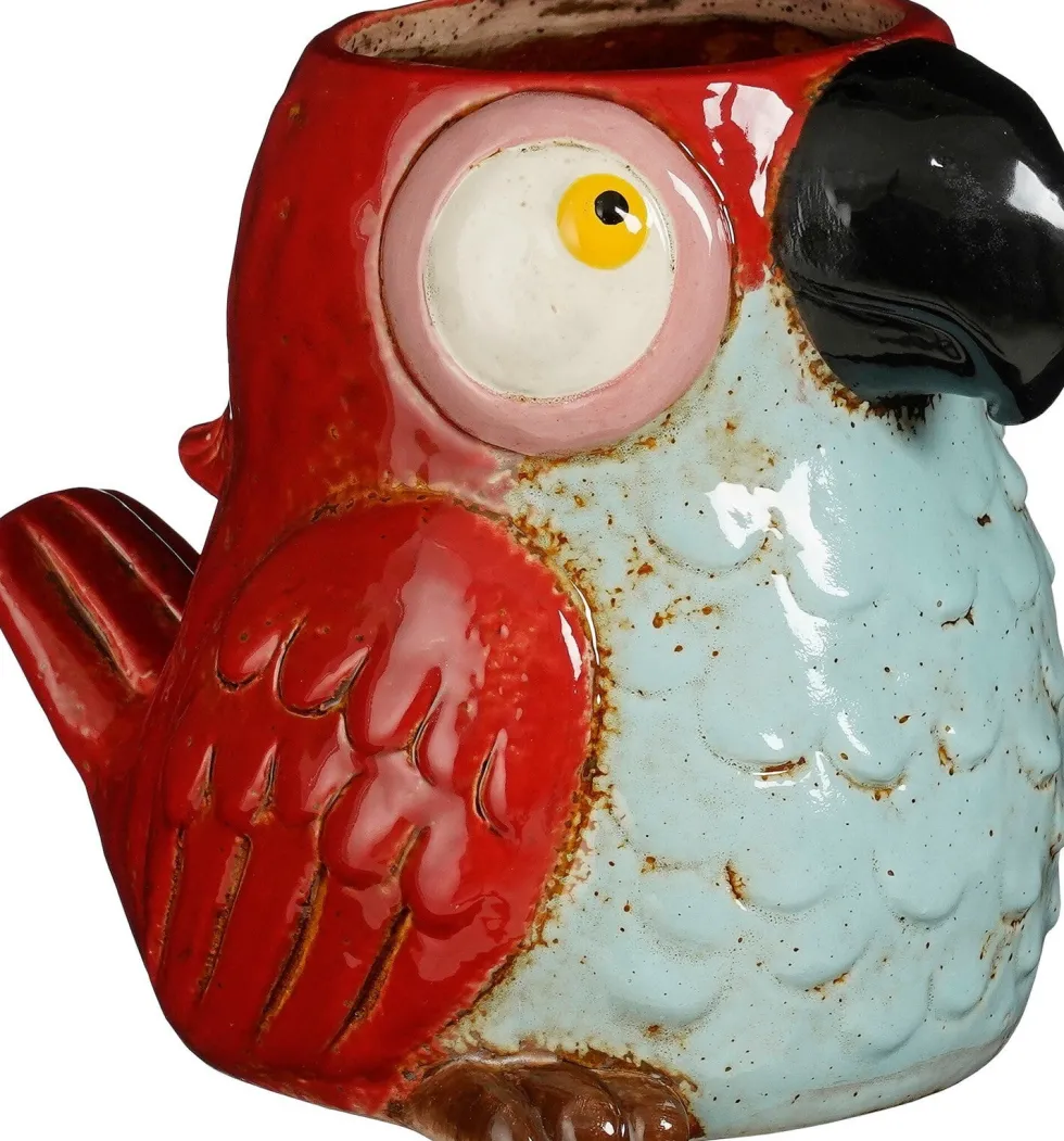 Mica Decorations bloempot Rio papegaai rood 18 x 13,5 x 15 cm
