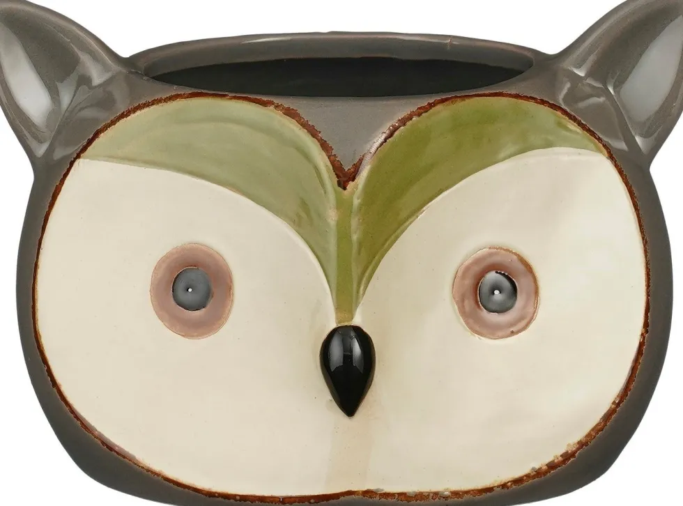 Mica Decorations bloempot Uil groen 16,5 x 15 x 11 cm