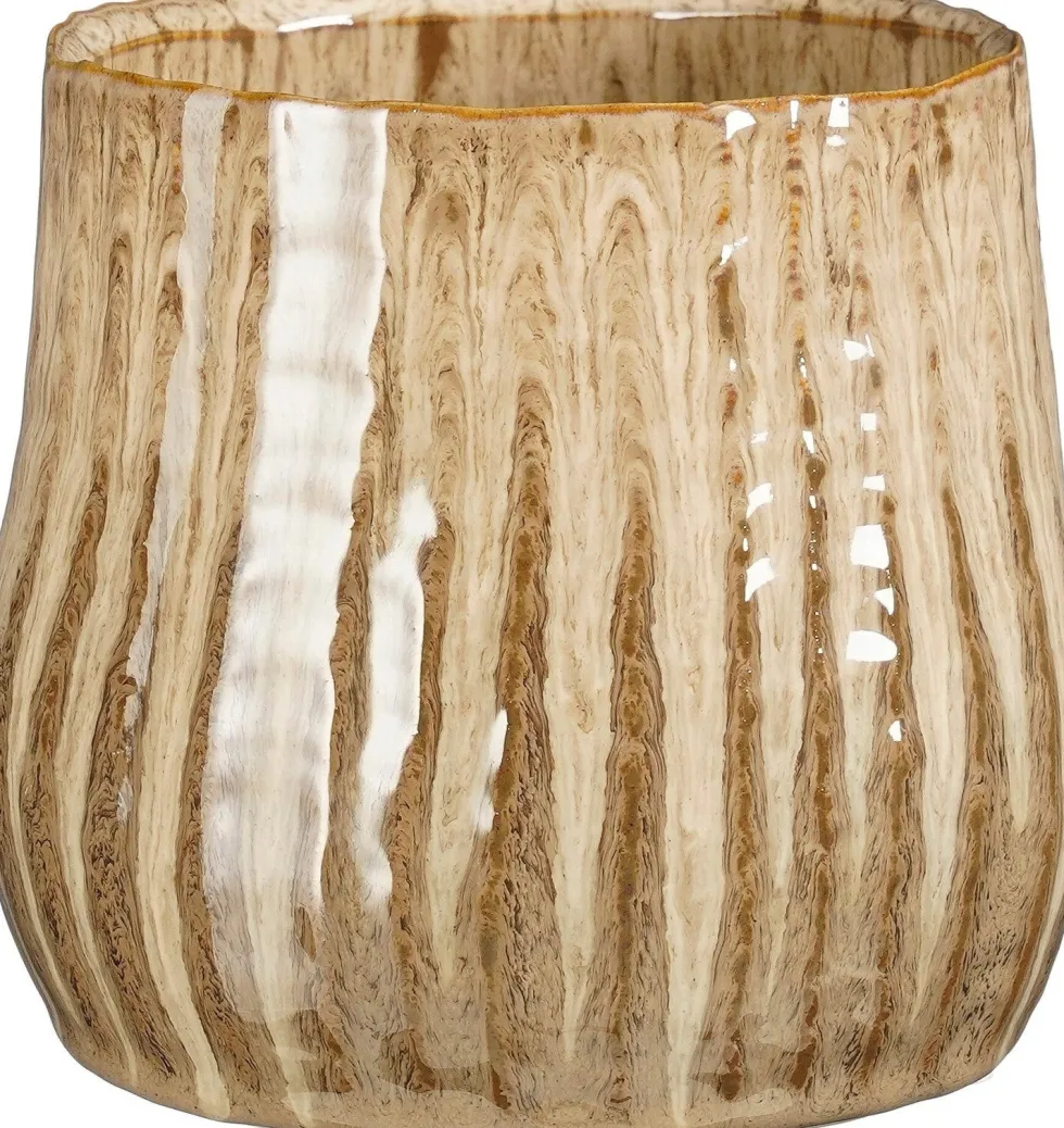 Mica Decorations bloempot Vida bruin D 13,5 H 12 cm