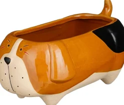 Mica Decorations bloempot Woef bruin 22 x 13 x 12 cm