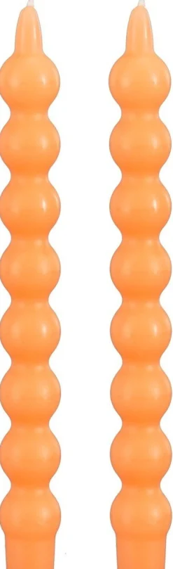 Mica Decorations dinerkaars oranje 6 uur D 2,7 H 25 cm 2 stuks