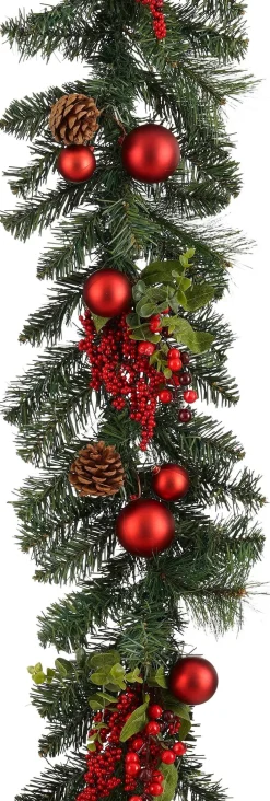 Mica Decorations guirlande Cara met decoratie rood 180 cm