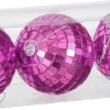 Mica Decorations kerstbal Spiegel fuchsia D 8 cm 3 stuks
