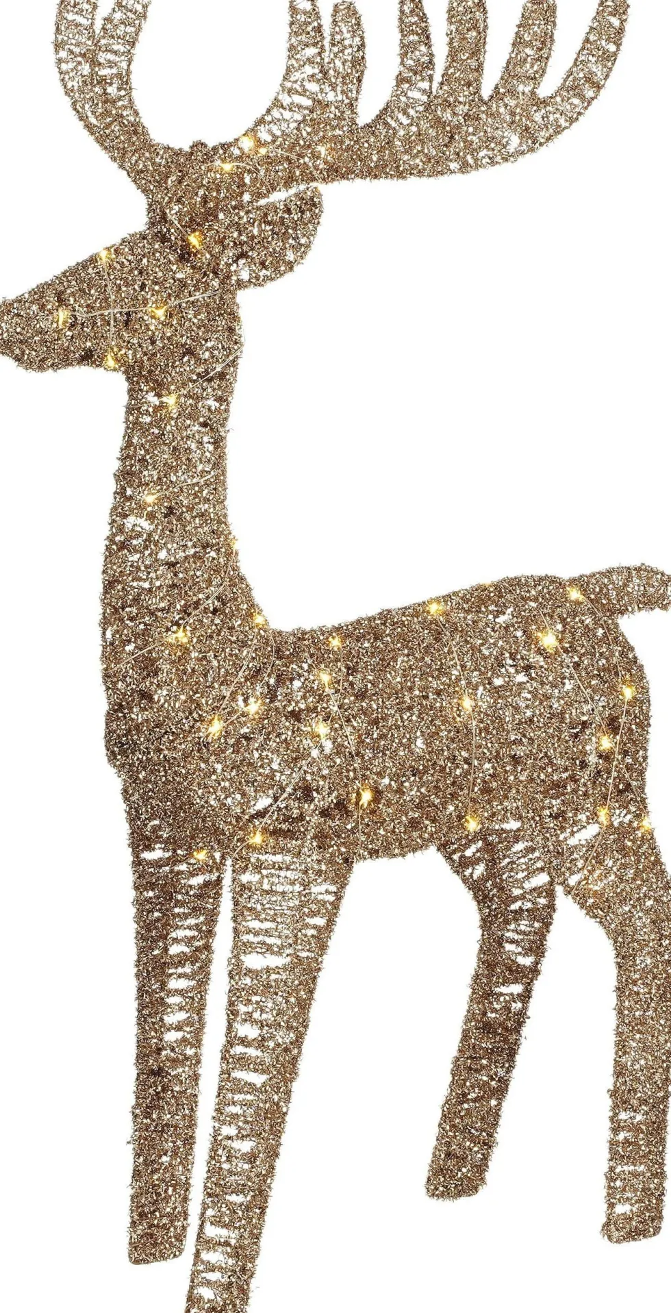 Mica Decorations kerstfiguur hert goud met verlichting 60 x 16 x 107 cm