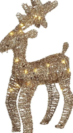 Mica Decorations kerstfiguur hert goud met verlichting 30 x 10 x 50 cm
