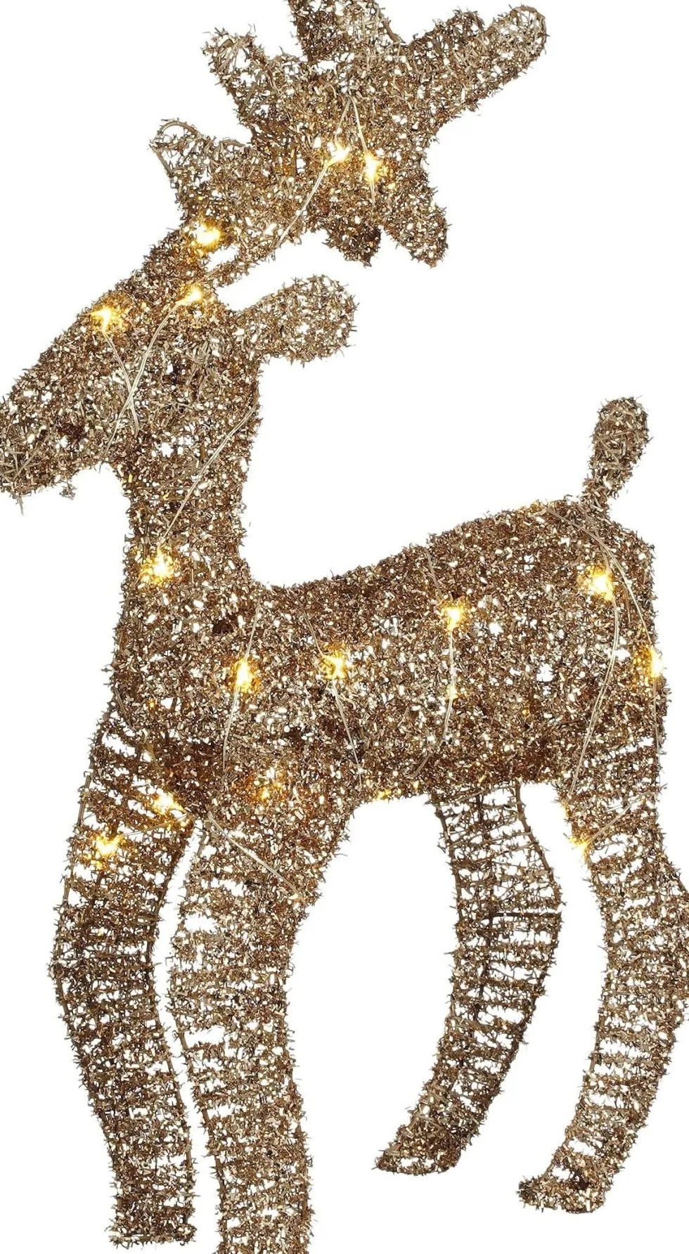 Mica Decorations kerstfiguur hert goud met verlichting 30 x 10 x 50 cm