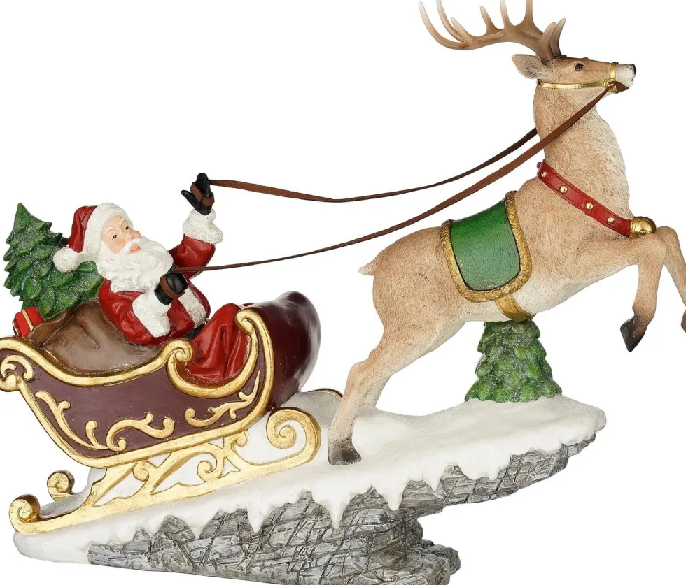 Mica Decorations kerstfiguur kerstman op slee 53 x 15 x 45 cm
