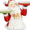 Mica Decorations kerstfiguur kerstman met dienblad rood / wit 54,5 x 33 x 43 cm