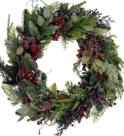 Mica Decorations kerstkrans Bodi bessen bordeaux D 50 H 12 cm