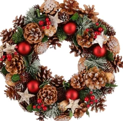 Mica Decorations kerstkrans Roslyn bruin dennenappels D 34 H 9 cm