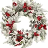 Mica Decorations kerstkrans Belfort besneeuwd bessen rood D 40 H 11 cm