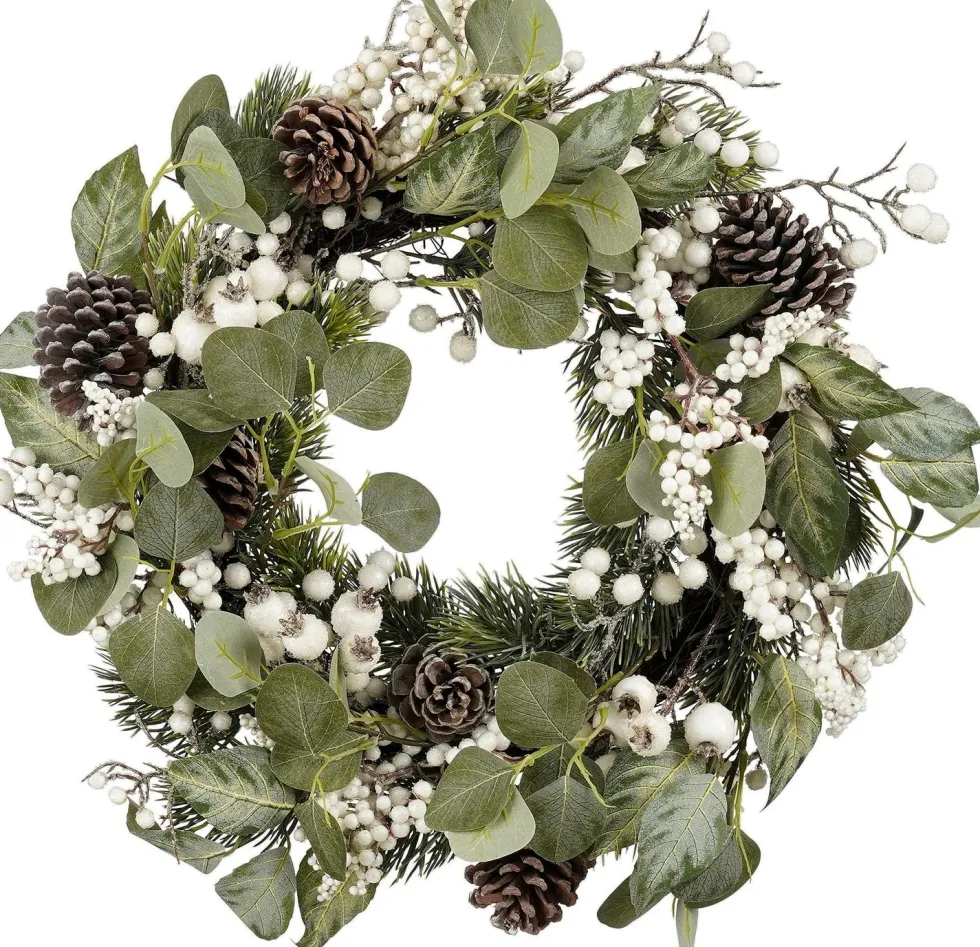 Mica Decorations kerstkrans Finley bessen wit D 50 H 11 cm
