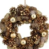 Mica Decorations kerstkrans Eton bruin / goud dennenappels D 34 H 9 cm