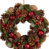 Mica Decorations kerstkrans Landon bruin dennenappels D 34 H 9 cm