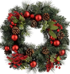 Mica Decorations kerstkrans Cara bessen rood D 50 H 12 cm