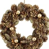 Mica Decorations kerstkrans Eton bruin / goud dennenappels D 45 H 9 cm