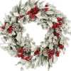 Mica Decorations kerstkrans Belfort besneeuwd bessen rood D 50 H 11 cm