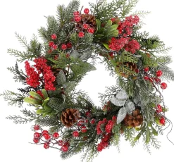 Mica Decorations kerstkrans Randell bessen rood D 40 H 10 cm