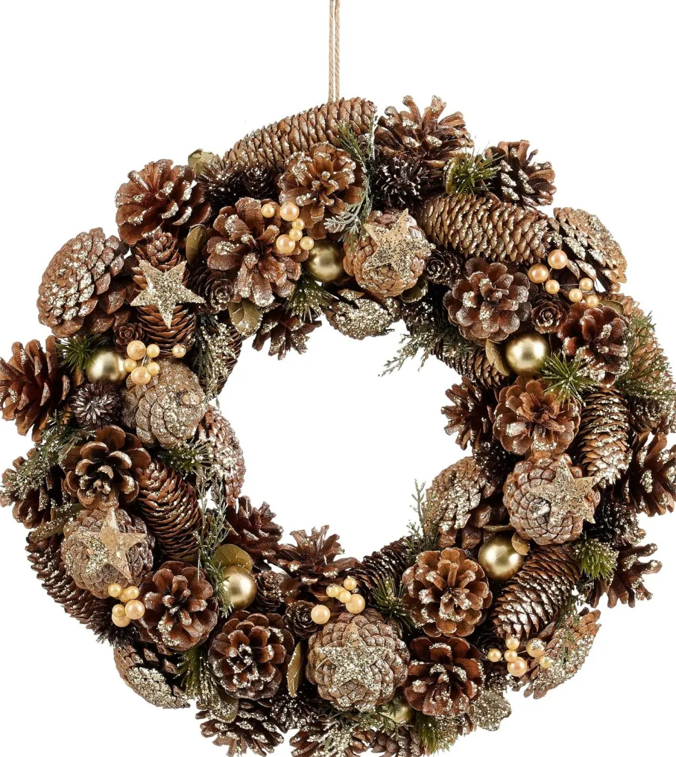 Mica Decorations kerstkrans Brant brons dennenappels D 45 H 9 cm