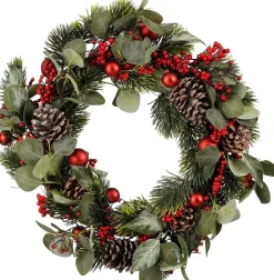 Mica Decorations kerstkrans Marcey kerstballen rood D 50 H 11 cm