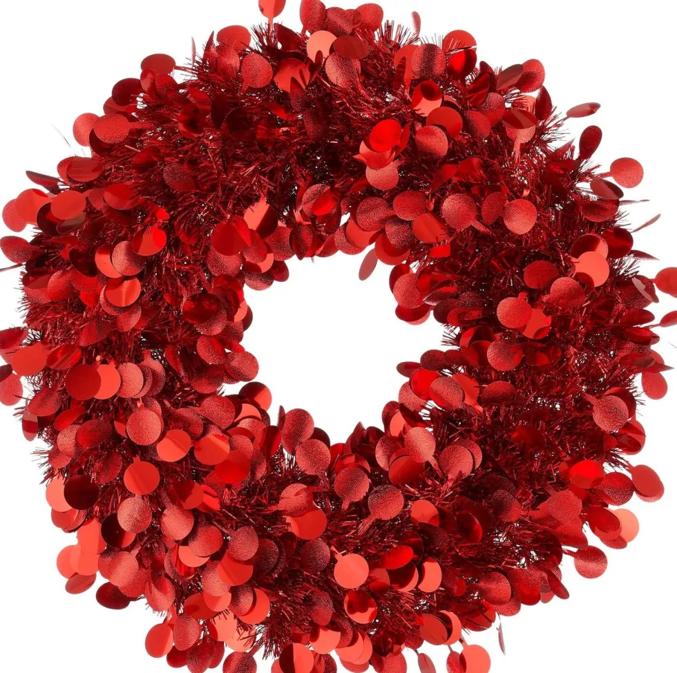 Mica Decorations kerstkrans rood D 46 H 3 cm