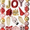 Mica Decorations kerst ornament Joy mix rood / zilver / goud D 6 cm 26 stuks