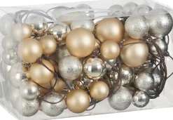 Mica Decorations kerstslinger ballen crème 1,8 m