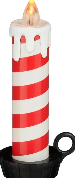 Mica Decorations led stompkaars rood / wit 6,5 x 5,5 x 15,5 cm