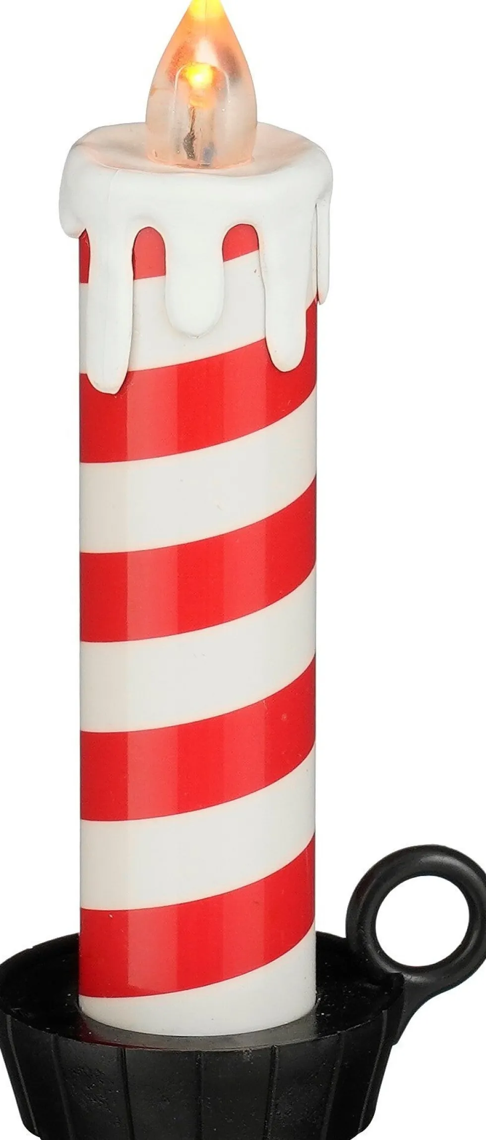 Mica Decorations led stompkaars rood / wit 6,5 x 5,5 x 15,5 cm