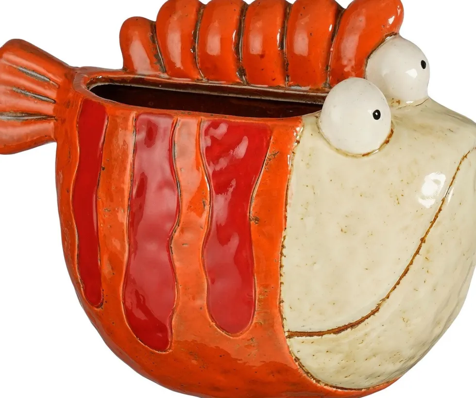 Mica Decorations muur bloempot Paco vis oranje 21 x 8 x 18,5 cm