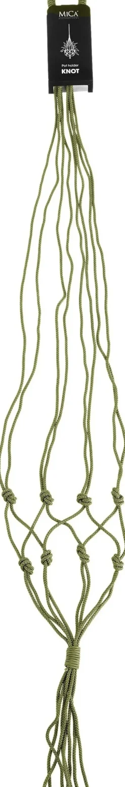 Mica Decorations plantenhanger macramé Knot groen D 15 H 140 cm