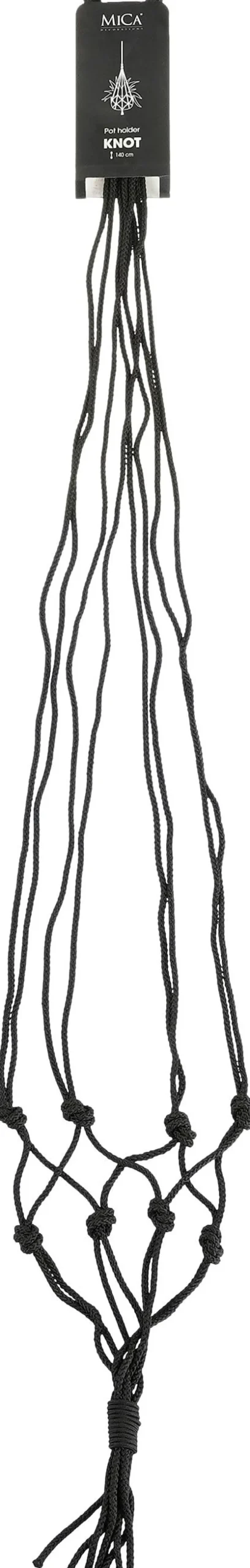 Mica Decorations plantenhanger macramé Knoop zwart H 140 cm