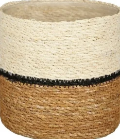 Mica Decorations plantenmand Damian lijnen crème D 16 H 16 cm