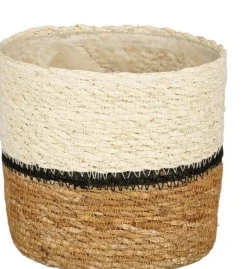 Mica Decorations plantenmand Damian lijnen crème D 12 H 12 cm