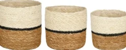 Mica Decorations plantenmand Damian lijnen crème D 12 H 12 cm