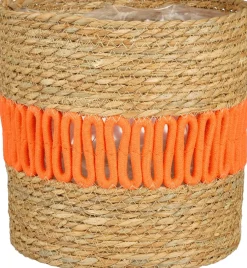 Mica Decorations plantenmand Fernandez naturel / oranje D 19 H 18 cm