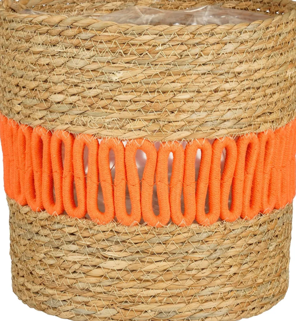 Mica Decorations plantenmand Fernandez naturel / oranje D 19 H 18 cm