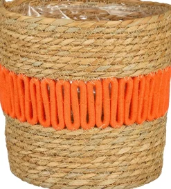 Mica Decorations plantenmand Fernandez naturel / oranje D 15 H 14 cm