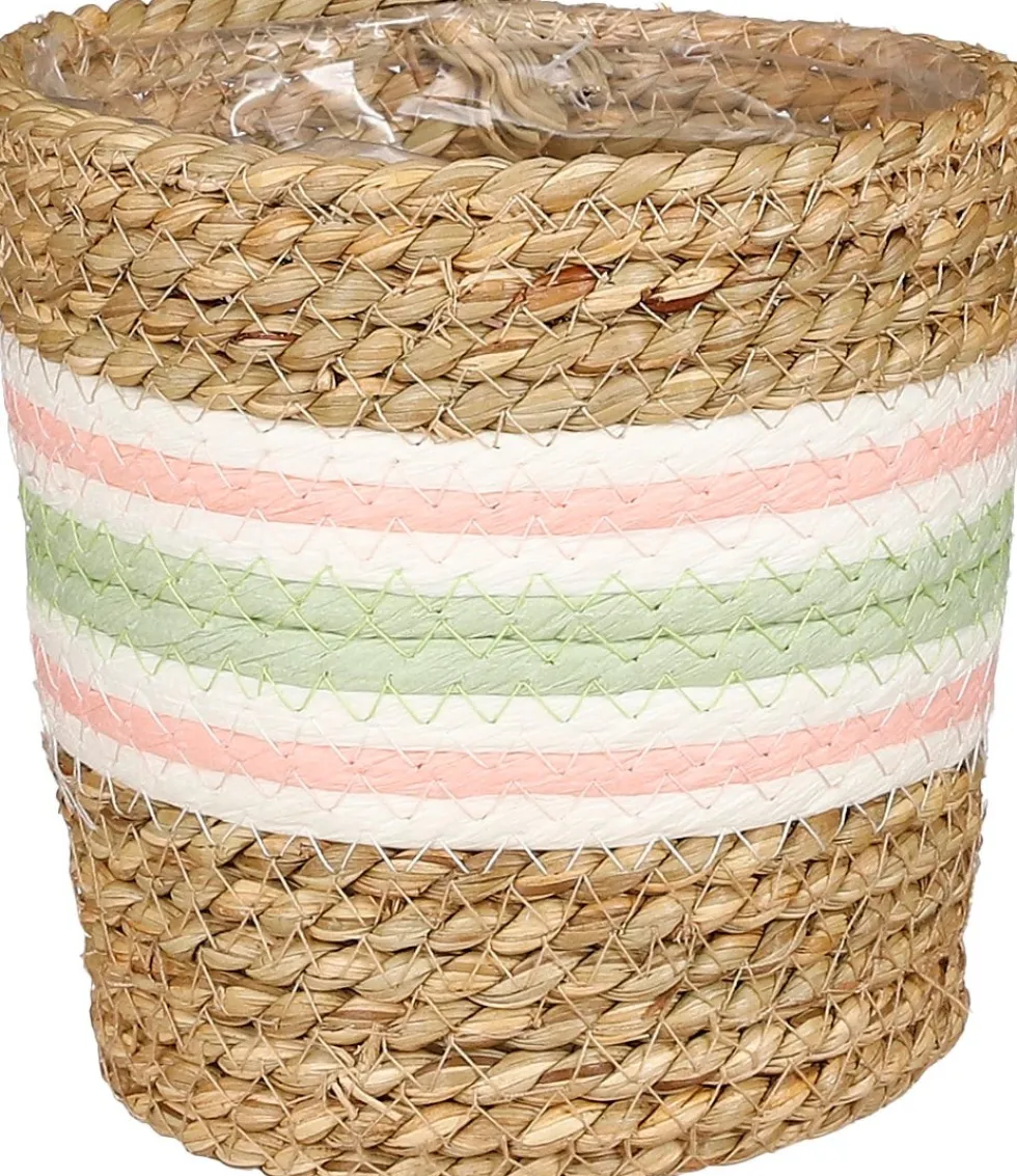 Mica Decorations plantenmand Rachel lichtgroen / naturel D 14 H 14 cm