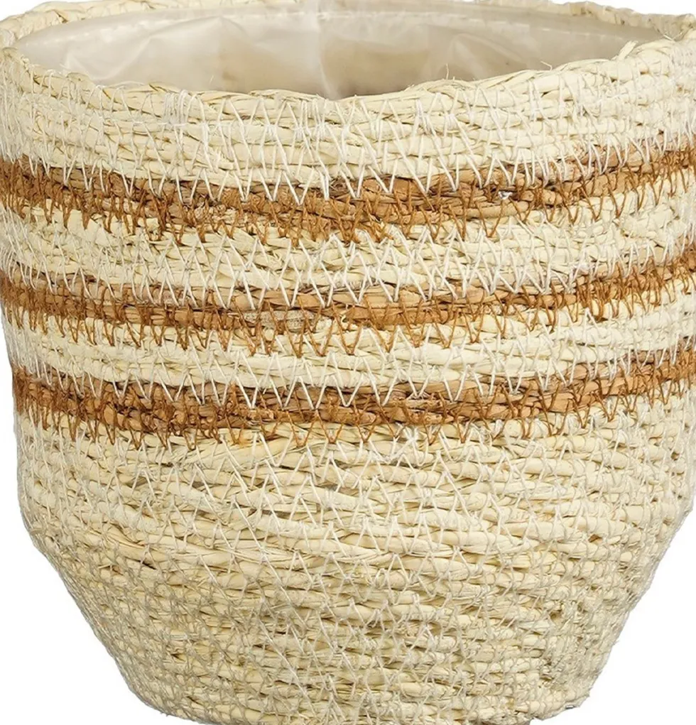 Mica Decorations plantenmand Lena naturel / oranje D 12 H 12 cm